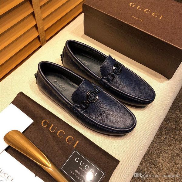 

18ss fashion tide men casual shoes genuine leather men shoes plus size 45 office loafers men dress shoes luxury brands classic zapatos yyyy7, Black