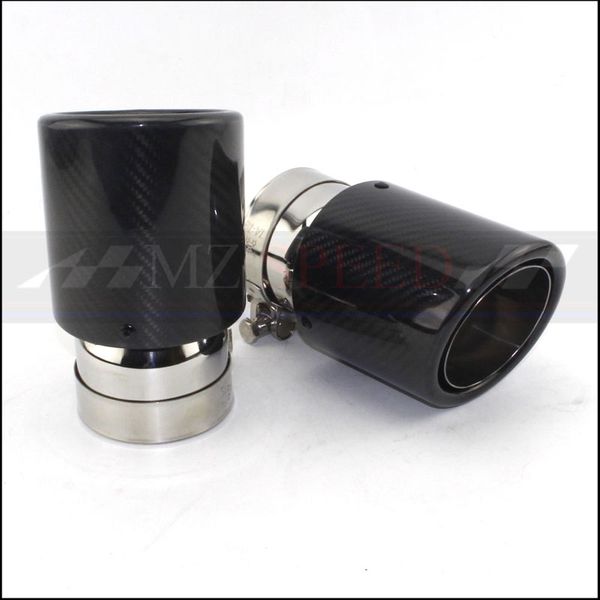 

1 pcs exhaust pipe muffler carbon fibergrade curled glossy 165 mm long tail black stainless steel for car exhaust pipe