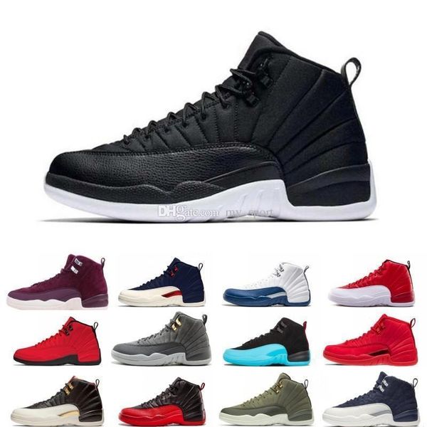

high black nylon quality 12 12s ovo white gym red dark grey basketball shoes men women taxi blue suede flu game cny sneakers size 36-47
