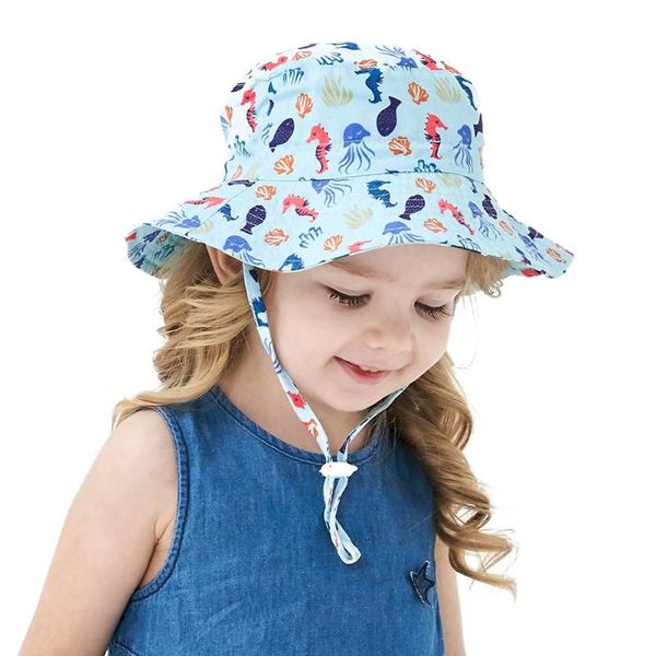 

2020 new summer kids baby girls printed sun hats sun protection bucket hat outdoor fishman caps 6m-8t, Yellow