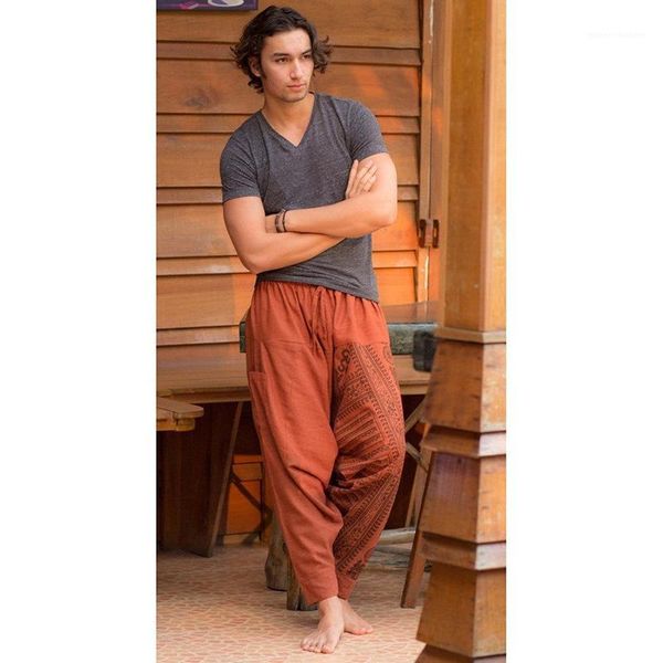 

elastic waist pants mens autumn home casual solid pants cargo trousers loose, Black
