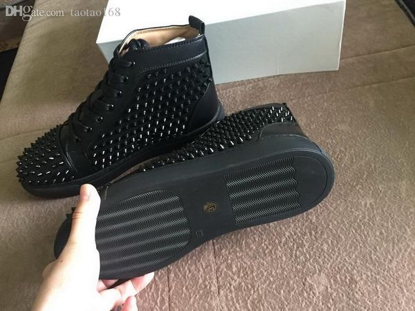 

brand mens casual shoes suede luxury spring autumn flats studded spikes sneakers high cut dress shoes 35-47, Black