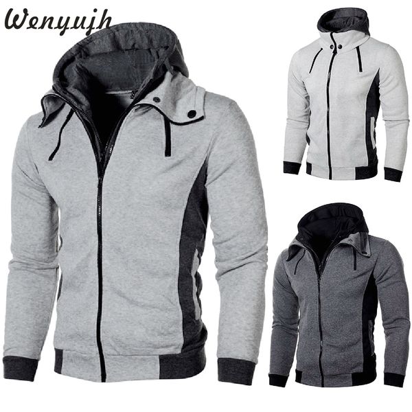 

wenyujh 2019 mens double zipper hooded jacket warm slim fit jacket men's autumn winter hooded casual fashion outdoor, Black;brown