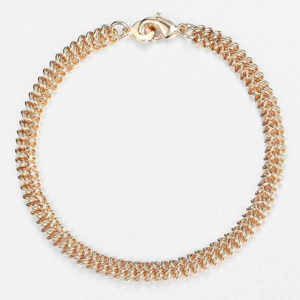 

new fashion 5.5mm swirl rope chain bracelet 585 rose gold for women men wedding chain jewelry length 20cm cb46, Black