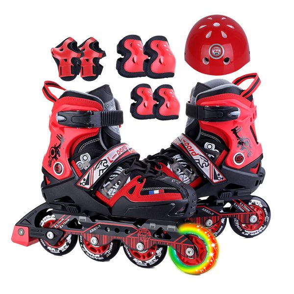 

new quality children inline skate roller skating shoes helmet knee protector adjustable pu wheels teenagers multipurpose patines