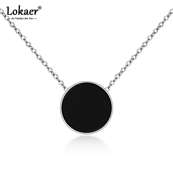 

lokaer black acrylic stainless steel statement short chokers necklaces pendant clavicle chain rose gold fashion jewelry n17057, Golden;silver