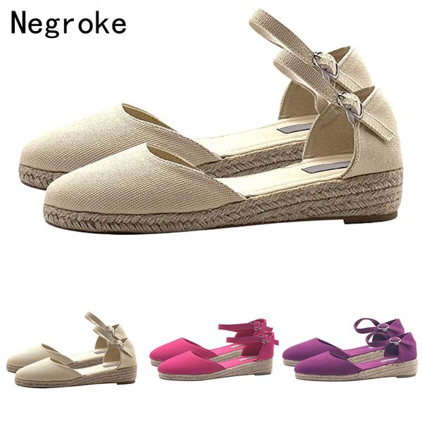 

2020 женщины сандалии espadrilles flats осень обувь женщина голеностопного пряжка слайды повседневная обувь женщины плюс размер 35-43 y20070, Black