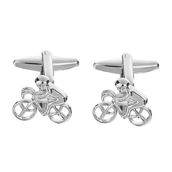 

men silver shirt cufflink cyclist on bike racing cuff link jewelry gifts