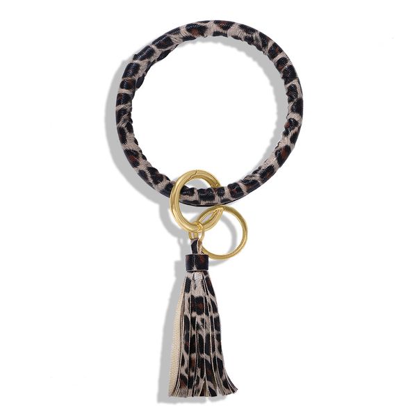 

wholesale- fashion ins designer colorful leather skin tassel charm bangle bracelet for woman with key ring, Black
