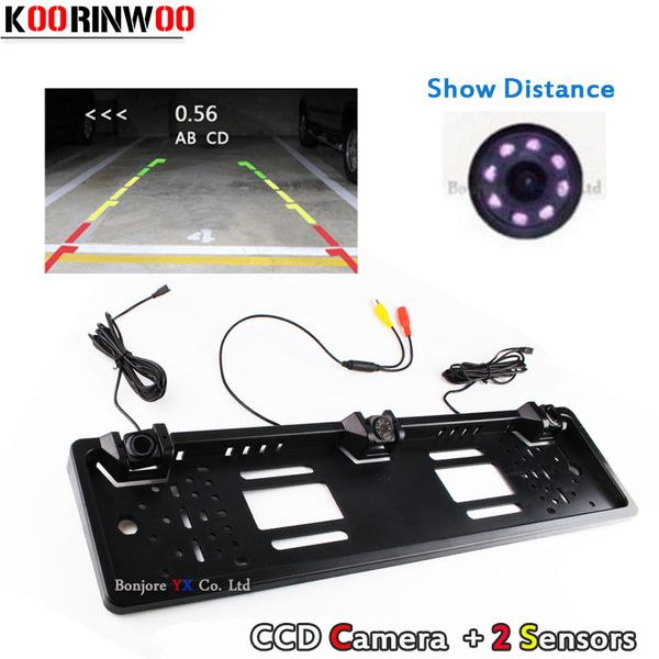 

koorinwoo parking parktronic eu european car license plate frame camera hd car rear view camera two parking sensor radars