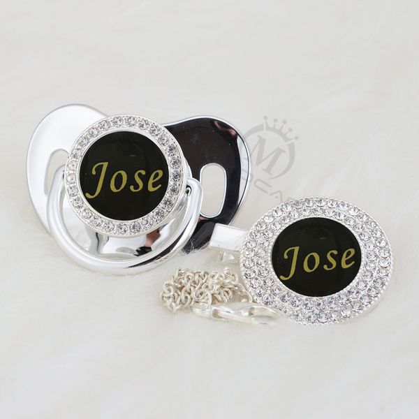 

miyocar custom any name p can make bling silver pacifier and pacifier clip black collection bpa dummy unique p8-1b