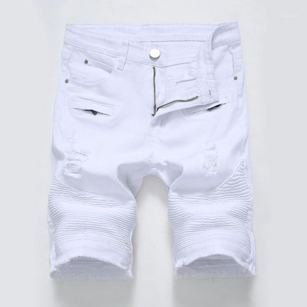 

new high street shorts hip hop fashion summer male short jeans soft and comfortable hole shorts jeans1, Blue
