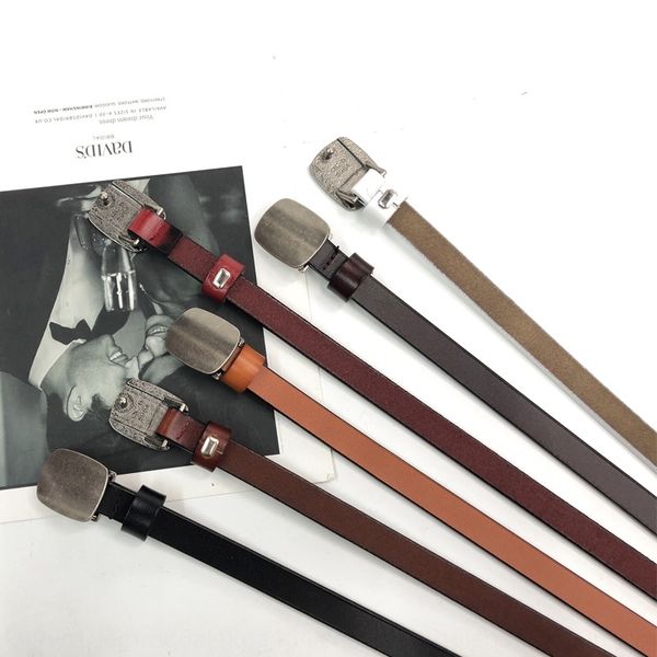 

women's plate buckle leather thin commuting and pin jeans dress pin buckle small jeans thin belt small belt women's, Black;brown