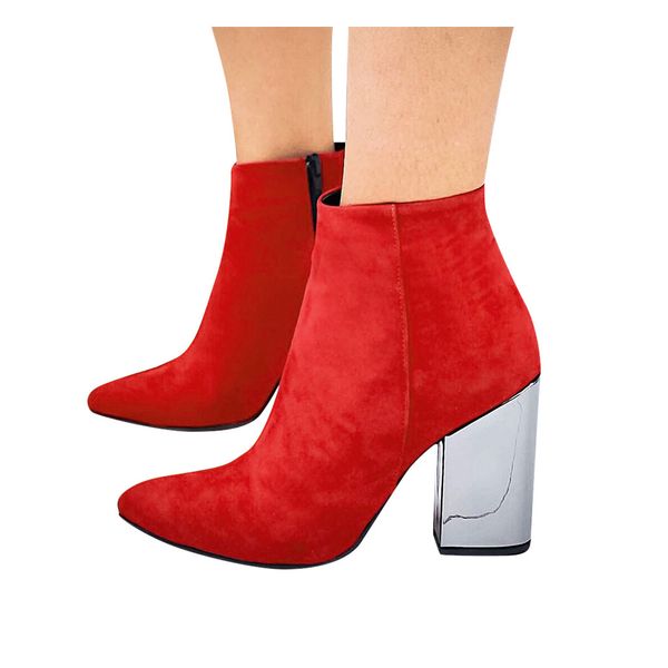 

sexy higes острым носом красный зеленый розовый короткие сапоги женские сапоги, Black