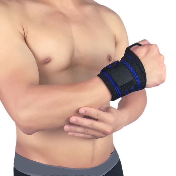 

1pcs long wrist support elastic adjustable fitness wristband gym strap protection sportswear with thumb loop est, Black;red
