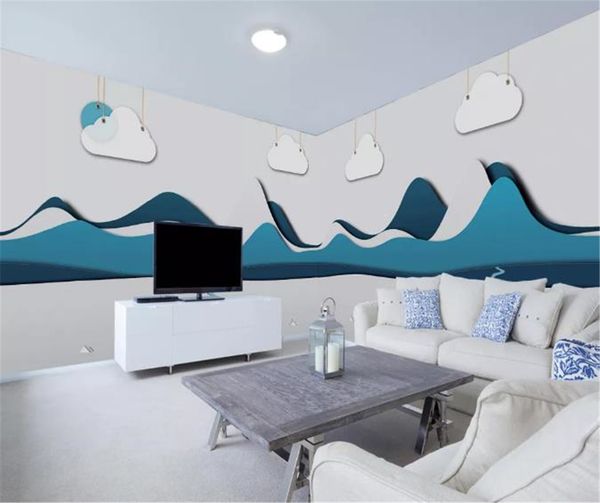 

современный абстрактный мультфильм пейзаж детская комната фон пользовательские фото 3d обои