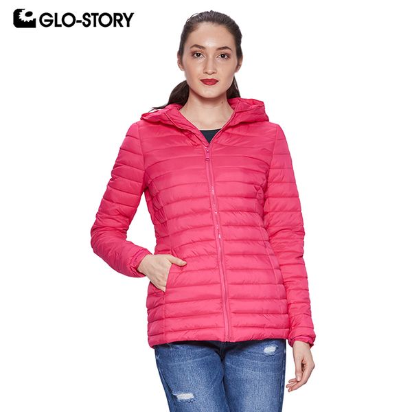 

glo-story women 2018 basic autumn and winter light weight thin slim fit padded coats ladies casual streetwear slim fit jackets, Tan;black