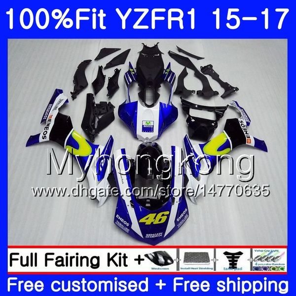 Corpo iniezione per YAMAHA YZF R1 1000 YZF-R1 15 16 17 243HM.4 YZF-1000 YZF R 1 Movistar Nero caldo YZF1000 YZFR1 2015 2016 2017 Kit carenature