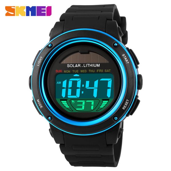 

skmei 1096 solar power watch men sport watches digital masculino waterproof wrist watch relojes homme, Slivery;brown