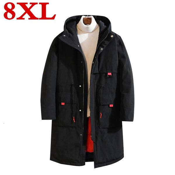 

plus size 8xl new men's parkas long cotton winter jacket coat for men brand bomber jacket thick parka homme warm -20 degree, Black