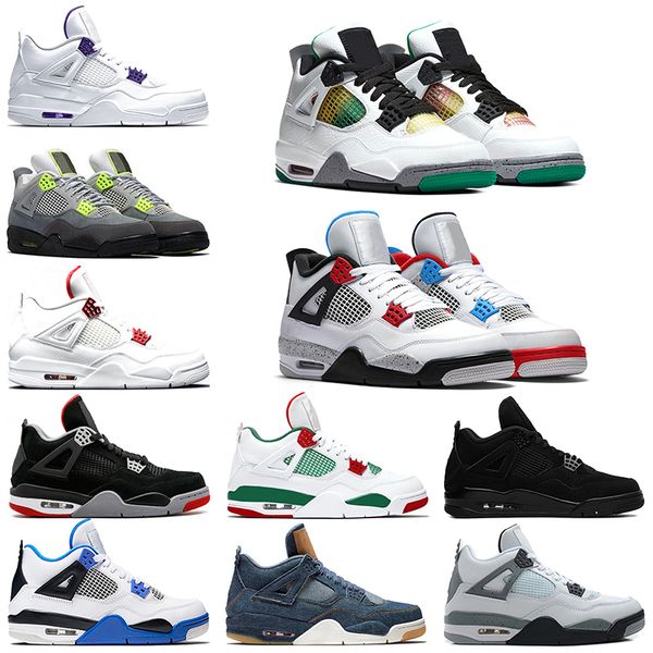 

jumpman 4 4s mens trainers basketball shoes bred neon metallic purple rasta black athletics men sports sneakers size 40-47 drop shipping