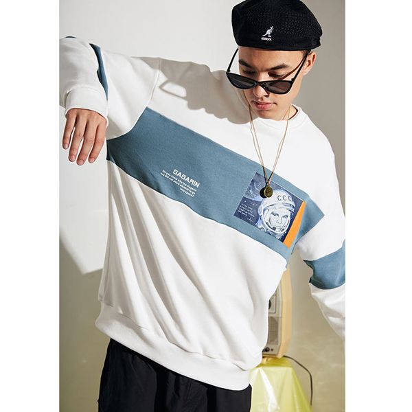 

brand sweater men's 2019 autumn new designer astronauts printed hoodies luxury loose pullover long sleeve hoodies, Black