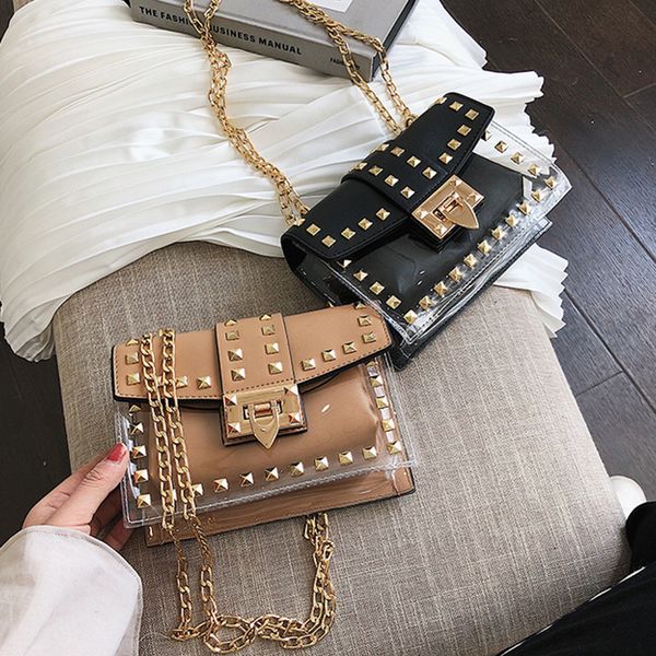

oswego bag bags wholesala new 2021 women fashion rivet chain bag crossbody female messenger wild for shoulder gqevd, Red;black