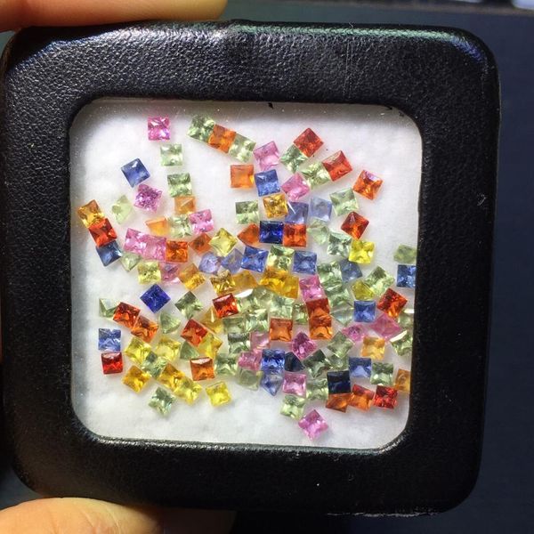 

colorful sapphire gemstone 100% natural colorful sapphire loose gemstones 15.03ct 2.5mm loose stones for jewelry making, Black