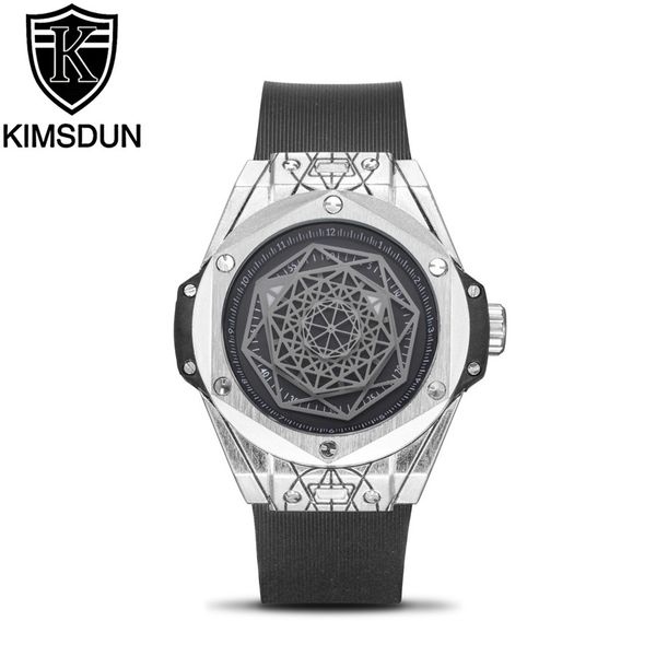 

2019 new watches men kimsdun men watches luxury quartz watch silicone strap trend clock wristwatch, Slivery;brown
