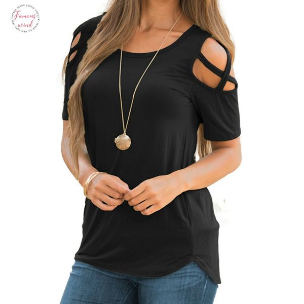 

new short sleeve summer women t shirts 2019 solid female t shirt womtn off shoulder casual tees shirt plus size, White