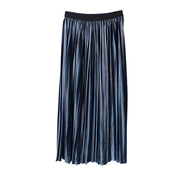 

Women Fashion Winter Autumn High Waist Elastic Pleuche A-Line Pleated Skirt