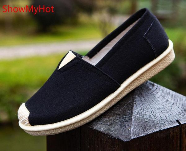 

showmywomen mother sewing spring flat fabric female shallow loafers comfortable canvas shoes casual breathable ladies shoes, Black