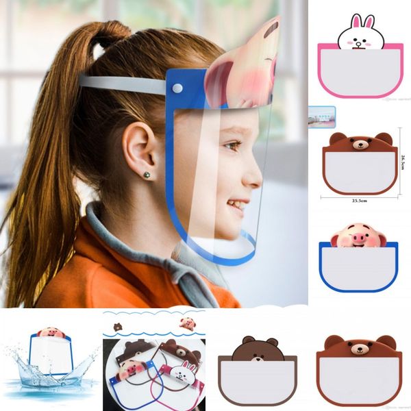 

США Доставка ПЭТ Дети Cartoon Face Safety Shield Защитная маска Детское Обложка Anti-Fog Anti-UV Transpartent маска для лица для мальчиков девочек