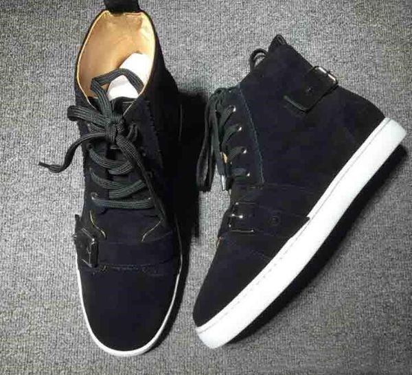 

mens mid boots luxury design shoes high boots red bottom sneaker,men party dress loafers oxfords casual shoes genuine leather suede, Black