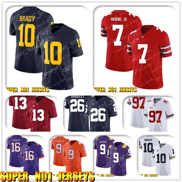 

5-24 ncaa 10 tom brady dwayne haskins jr ohio state buckeyes college football jersey jerry jeudy von miller phillip lindsay john elway, Black;red
