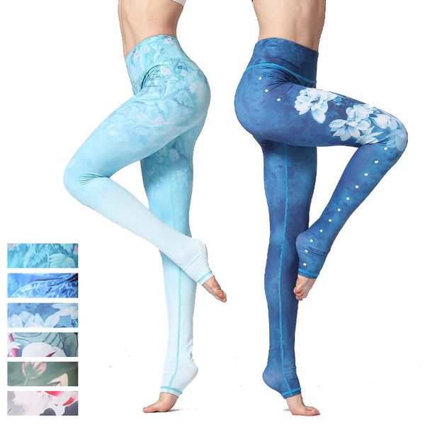 

printed yoga pants women high waist yoga leggings for fitness sports tight pants running athletic leggings sport trousers, White;red