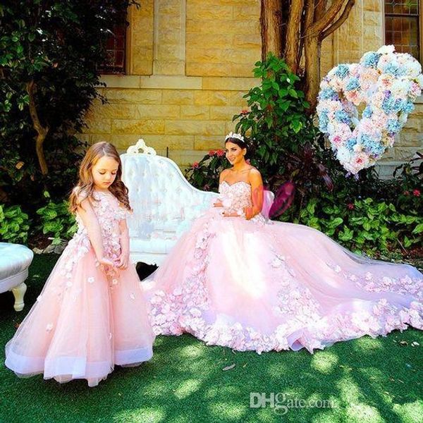 

lovely pink a-line flower girl dresses 2020 appliques tiered tulle dress puffy little girls formal wedding party evening gown, White;blue