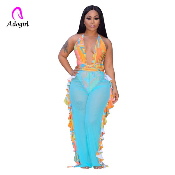 

sexy ruffle женщины пляжные сетки брюки прозрачные широкие штаны ноги прозрачный видеть через море праздник прикрыть купальники брюки брюки, Black;white