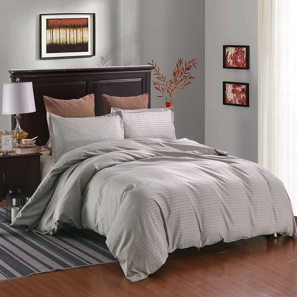 Ishowtienda Hotel Satin Strip Washable Solid Color School Bedding