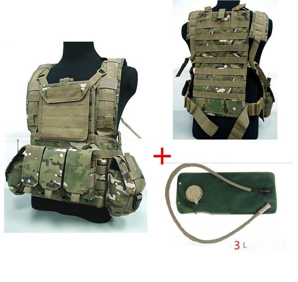 

3 litres of water bag usmc tactical combat molle rrv chest rig paintball harness vest multicam with bladder, Gray;blue