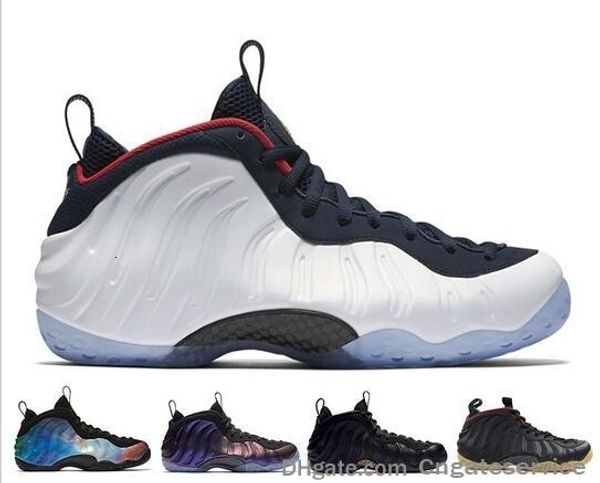 

penny hardaway foams one olympic denim black metallic gold basketball shoes pro sequoia eggplant black metallic gold mens sneakers sports