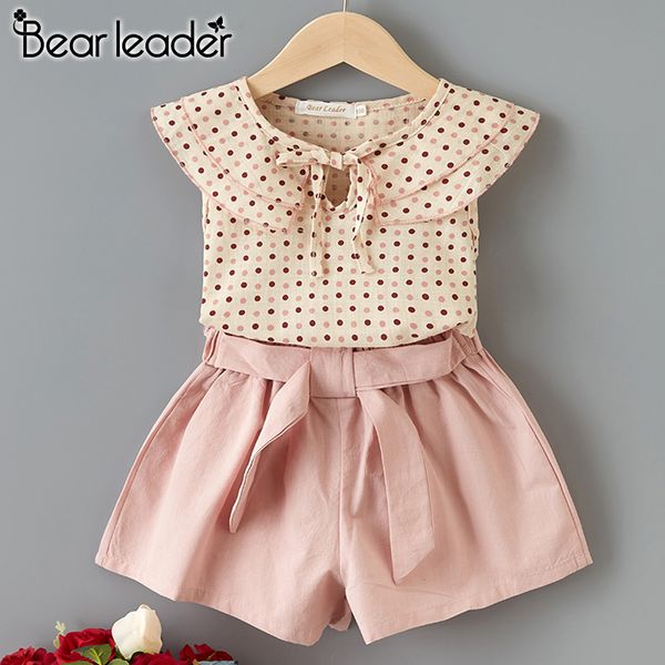 

bear leader kids clothing sets new summer girls casual suits and pants 2pcs cool polka dot kids outfits girl clothing sets t200613, White