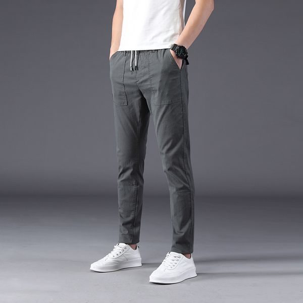 

бренд hcxy мужской случайным штанам 2020 новых весна и лето длинных брюк для мужчин эластичности версии тренда тонкого мужчину, Black