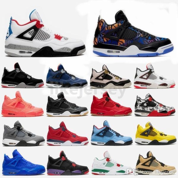 

new bred what the 4 4s tiger camo wntr loyal blue white cement cactus jack cool grey mens basketball shoes women sports sneakers