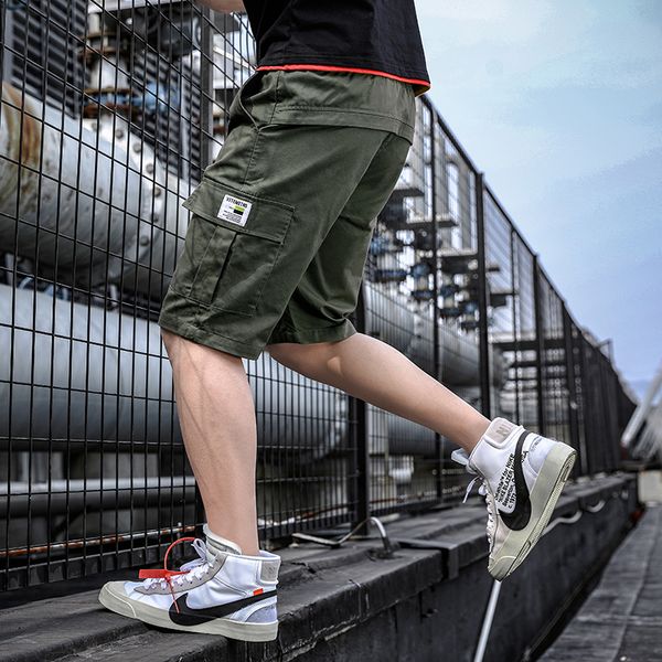 

cargo shorts men cool camouflage summer cotton casual men short pants brand clothing comfortable camo multi pockets 167, White;black