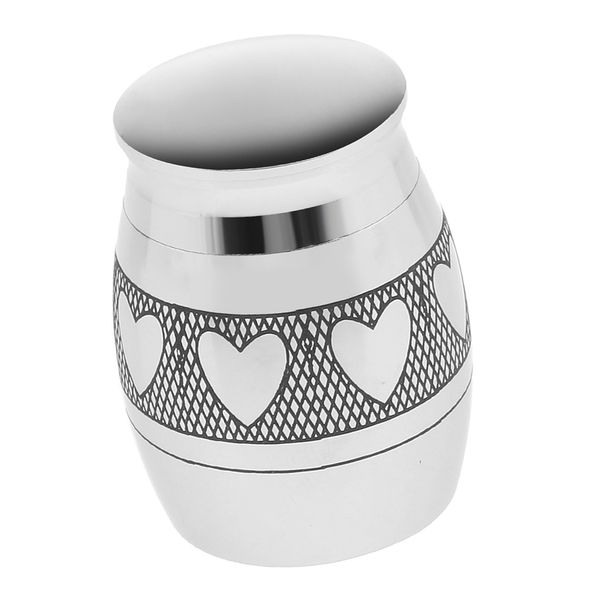 

stainless steel heart memorial keepsake cremation ashes urn funeral jar, Silver