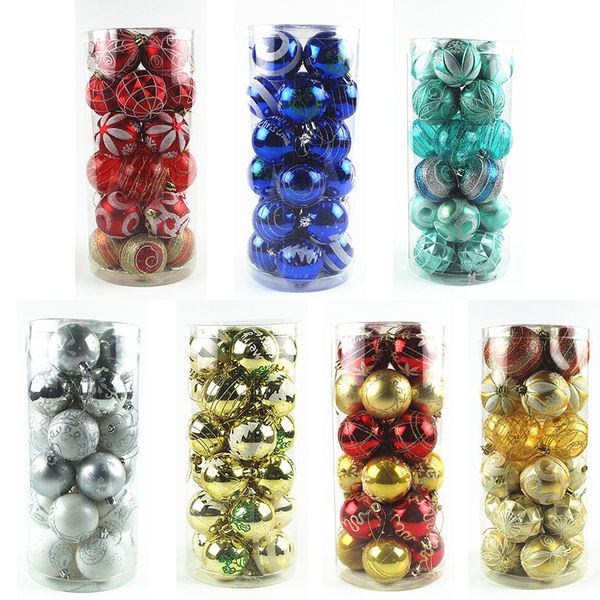 

24pcs/lot 6cm christmas tree decor painted ball baubles pedant christmas party hanging ball ornament decorations for home party