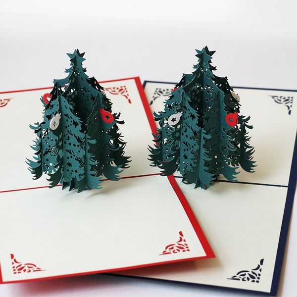 

big cedar tree 3d christmas card christmas gift greeting cards christmas tree xmas card ornamaents decor 2019new
