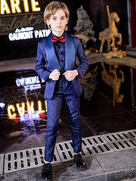 

yuanlu 3шт детские костюмы для мальчика формальная детская одежда британский стиль для вечеринки свадьба фортепиано принц цветок slim fit ма, Black