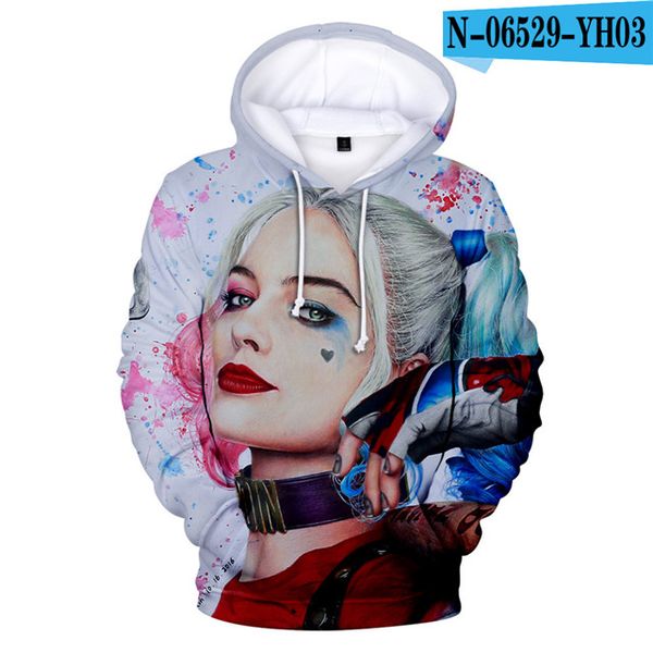 

новый фильм птицы prey 3d толстовки с длинным рукавом косплей фуфайки hoodie вскользь осени мальчиков / девочек hip hop пуловер, Black